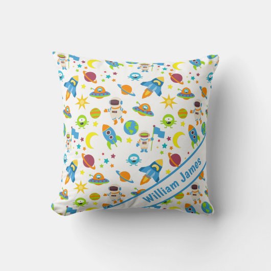 Coussin Blanc Espace Extérieur Coloré (Recto)
