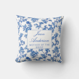 Coussin Blanc et Bleu Chinoiserie Mère de la Mariée