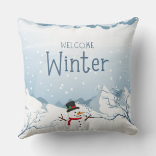 Coussin Blanc et bleu Moderne Accueil hiver