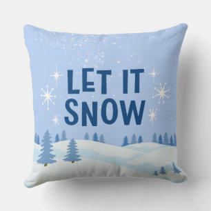 Coussin Blanc et Bleu Qu'il Neige