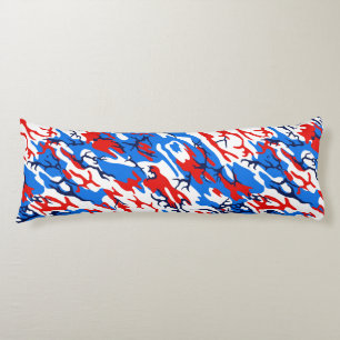 Coussin blanc et bleu rouge de corps de Camo