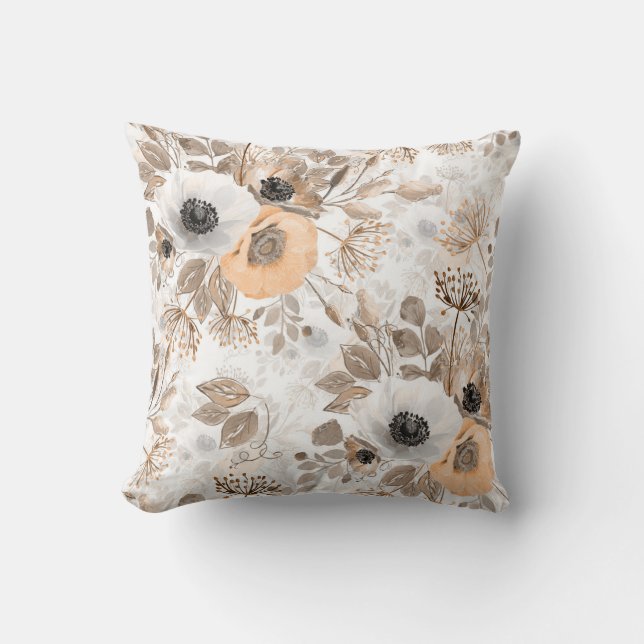 Coussin Blanc, fleurs de pêche, élégant (Recto)