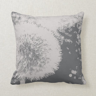 Coussin Blanc gris de fleur abstraite florale moderne de