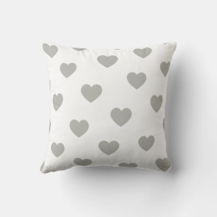 Coussin Blanc gris mignon Cosy Moderne Romantique Coeur Ch