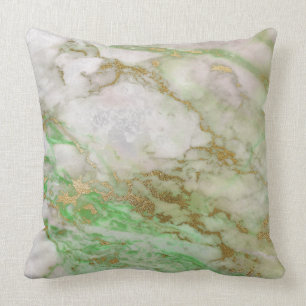 Coussin Blanc Gris Mint Argent Or Pinceau VIP Marbre