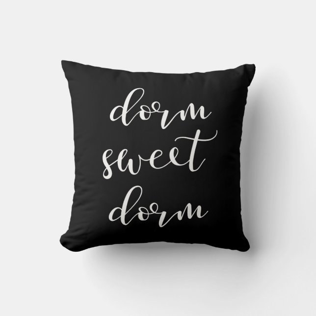 Coussin Blanc moderne de typographie sur le dortoir noir (Recto)