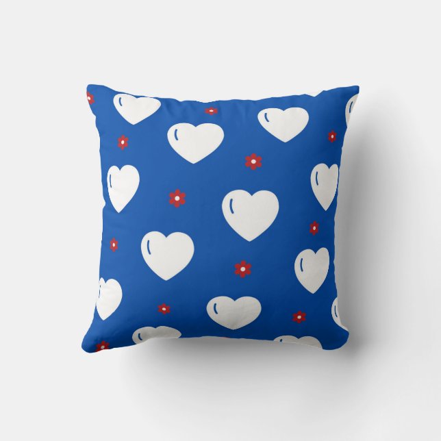Coussin Blanc Moderne Romantique Chic Élégant Cœur  (Verso)