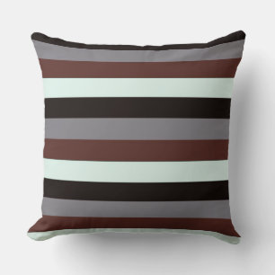 Coussin Blanc noir Brown rayures modernes