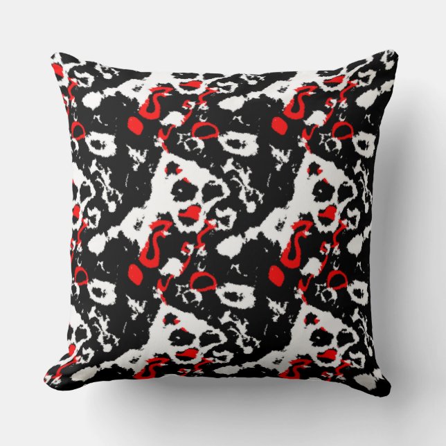 Coussin Blanc noir et rouge Abstrait (Recto)