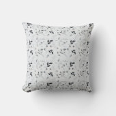 Coussin Blanc noir gris argenté Feuille flore (Recto)
