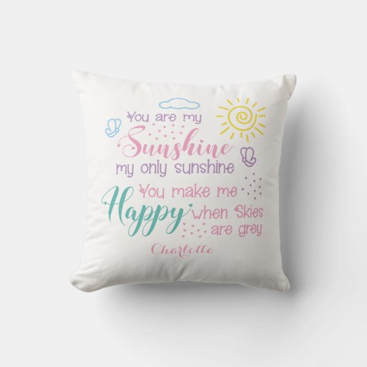 Coussin Blanc Personnalisé Vous Êtes Mon Soleil (Recto)
