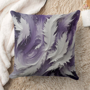 Coussin Blanc plumeux et violet
