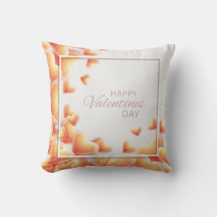 Coussin Blanc romantique n Brûlé Orange Coeur Saint Valent