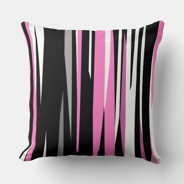 Coussin blanc rose et noir abstrait (Recto)