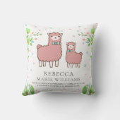 Coussin Blanc rose mignon Llama Baby Girl Statistiques de (Verso)
