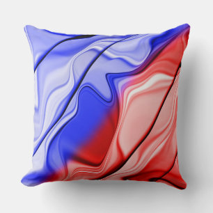 COUSSIN BLANC ROUGE BLEU ABSTRAIT LIQUIDE
