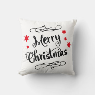 Coussin Blanc rouge de typographie de Joyeux Noël