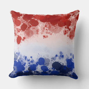 COUSSIN BLANC ROUGE PATRIOTIQUE BLEU ABSTRAIT