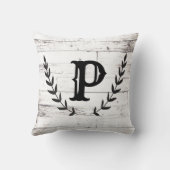 Coussin Blanc Rustique Bois Shabby Chic Laurier Campagne (Verso)