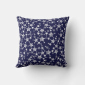 Coussin Blanc sur bleu nuit | Motif d'étoiles d'impression (Verso)