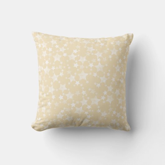Coussin Blanc sur jaune | Motif d'étoiles d'impression Lin (Recto)