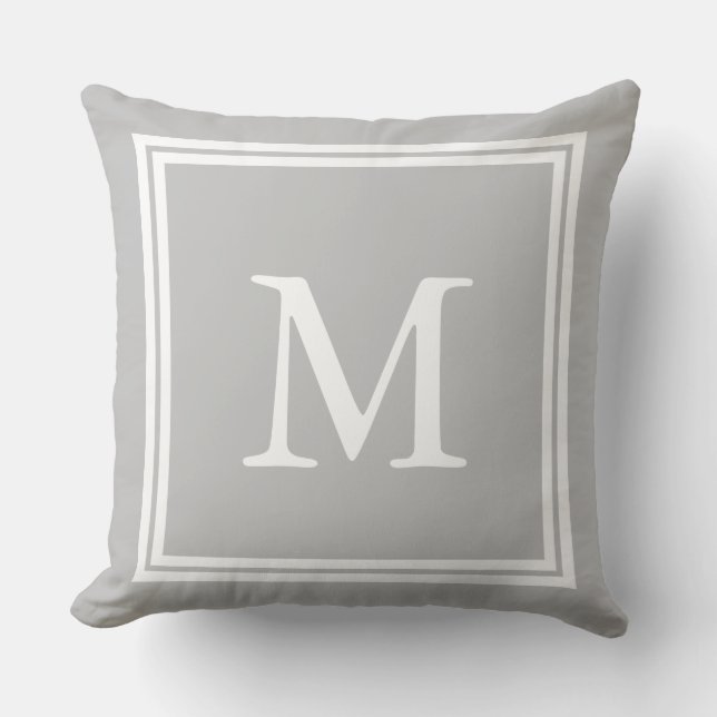 Coussin Blanc sur le monogramme de double cadre de gris de (Recto)