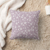 Coussin Blanc sur Mauve | Motif d'étoiles d'impression Lin (Couverture)
