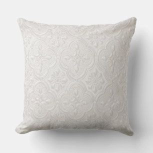 Coussin Blanc sur motif floral blanc