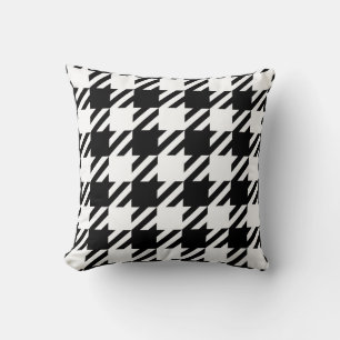Coussin Blanc sur noir Houndstooth motif lance l'oreiller
