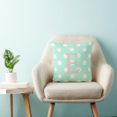 coussin blanc vert en bon état de point de polka (Chaise)
