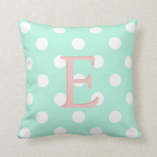 coussin blanc vert en bon état de point de polka