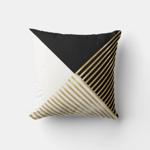 Coussin Blancs d'or géométrique noir moderne