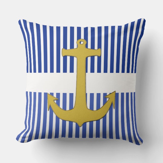 Coussin Blancs étroits & or Ancre + votre backgr. (Recto)