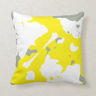 Coussin Blancs jaunes et gris abstrait fond gris