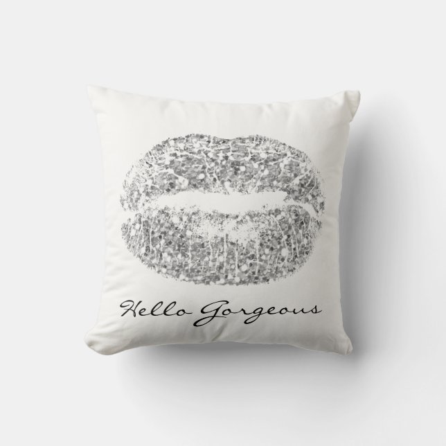 Coussin Blancs magnifiques Gris Parkly Parties scintillant (Recto)