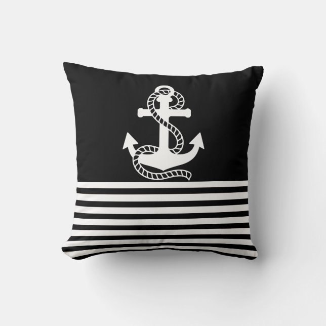 Coussin Blancs noirs et Ancres blanches (Recto)