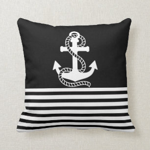 Coussin Blancs noirs et Ancres blanches