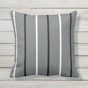 Coussin Blancs noirs et gris minces rayures