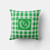 Coussin Blason de monogramme à carreaux verts (Verso)