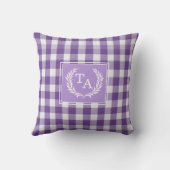 Coussin Blason de monogramme à carreaux violets (Verso)