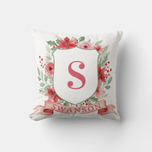 Coussin Blason de vacances grandmillennial Monogramme de