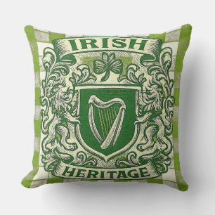 Coussin Blason d'héritage irlandais • Saint-Patrick vintag