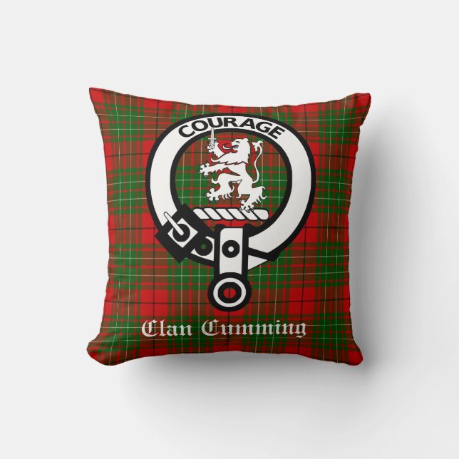 Coussin Blason et tartan du clan Cumming (Recto)