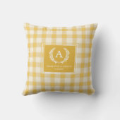Coussin Blason Monogrammé Gingham Jaune (Verso)
