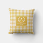 Coussin Blason Monogrammé Gingham Jaune (Recto)