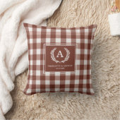 Coussin Blason Monogrammé Gingham Marron (Couverture)