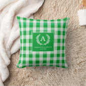 Coussin Blason Monogramme Gingham Vert (Couverture)