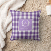 Coussin Blason Monogrammé Gingham Violet (Couverture)