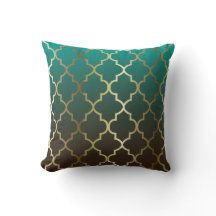 Blend turquoise et Brown | Gold Quatrefoil Motif
