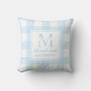 Coussin Blessé Nid Bébé Bleu Buffle Plaid Personnalisé